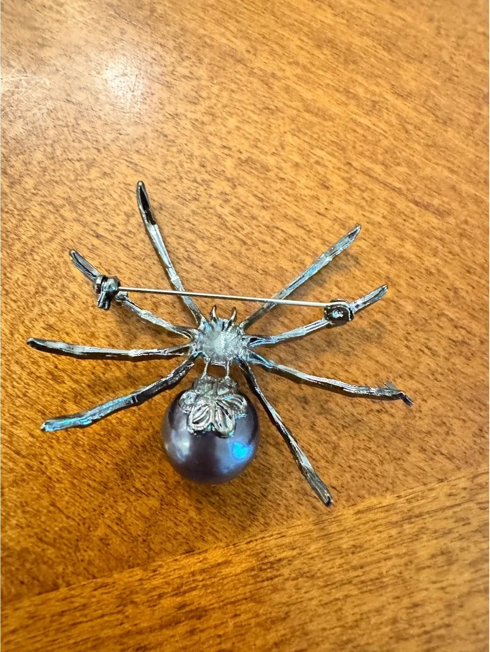 Vintage Style Spider Brooch with Large Pearl Accent 319